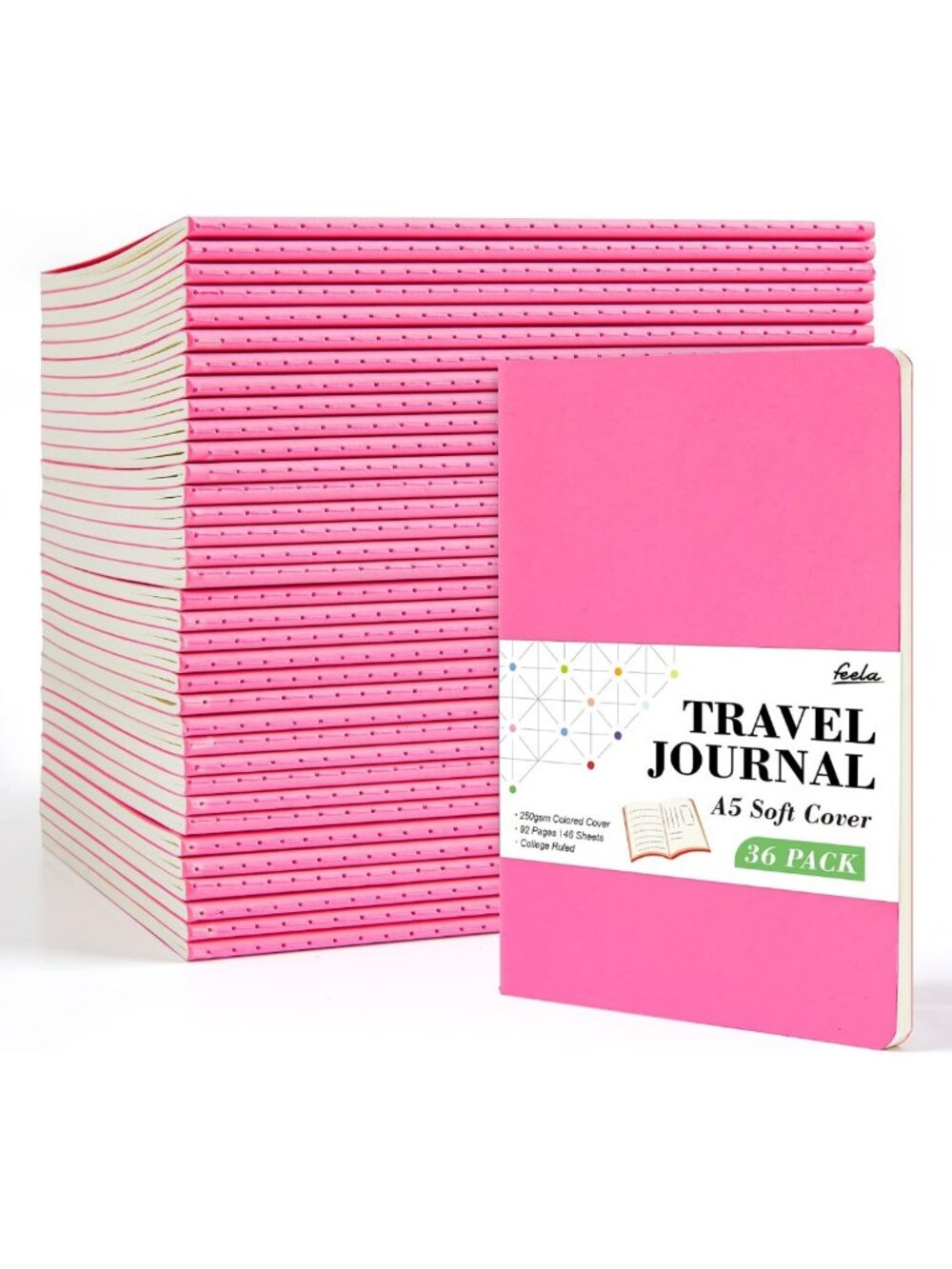 36 Pack Soft Cover Journals, Lined Travel Notebooks for Writing, School